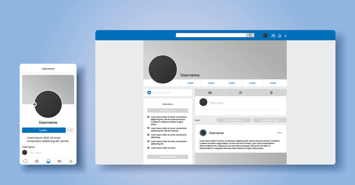 shutterstock_1518137300 Cartoon mock up of Facebook profile page